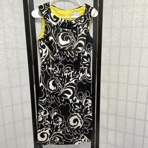 Karin Stevens Cowl Collar Sleeveless Shift Sheath Fitted Dress 6 Black & White
